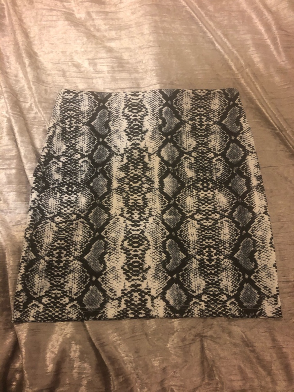 Snake Print Pencil Skirt - Black & Cream